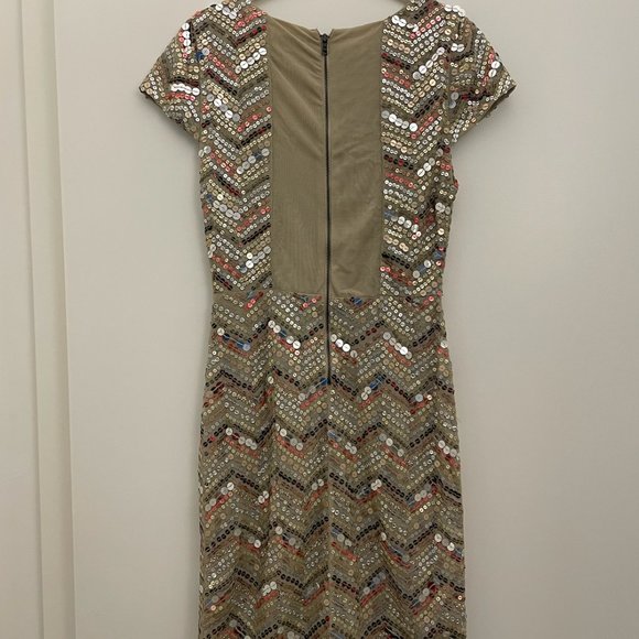 Alice + Olivia Zigzag Sequin Dress Size 2 - Picture 4 of 4
